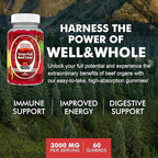 Well&Whole Grass Fed Beef Liver Gummies, Dessicated Beef Liver Supplement for Energy, Immunity, and Full Wellness - Non GMO, Gluten Free, for Adults and Kids, 120 Counts