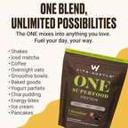 VitaHustle ONE Vegan Chocolate Protein Powder - 20g Plant Protein Meal Replacement with 86+ Superfoods & Greens, Probiotics + No Bloat Digestive Blend - Dairy Free, Gluten Free (15 Servings)