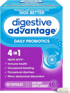 Digestive Advantage Probiotics for Digestive Health, Daily Probiotics for Women & Men, Supports Gut Health, Occasional Bloating & Diarrhea, Minor Abdominal Discomfort, & Immune Support, 60ct Capsules