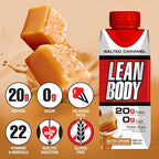 LABRADA NUTRITION - Lean Body RTD Whey Protein Shake, Convenient On-The-Go Meal Replacement Shake for Men & Women, 20 grams of Protein – Zero Sugar, Lactose & Gluten Free, Salted Caramel (Pack of 16)