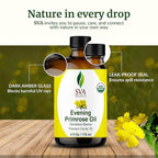 SVA Evening Primrose Oil Organic - 4 Fl Oz – 100% Natural Cold Pressed Organic Evening Primrose Oil - for Face, Skin Care, Hair Care, Scalp Massage & Body Massage – Carrier Oil with Dropper