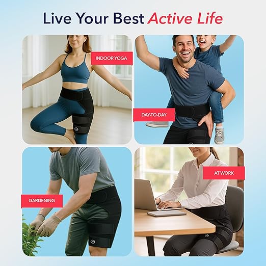 Dr. Arthritis Hip Brace, Adjustable Sciatic Nerve Brace & Stabilizer for Pulled Muscles & Injury Recovery, Hamstring Compression Sleeve Support, Sciatica Pain Relief Devices for Men & Women (BLK, S/M)