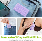 AUVON XL Weekly Pill Organizer 2 Times a Day, Pill Box 7 Day with One-Side Large Openings for Easy to Use, Black Privacy Protection AM PM Pill Case for Medication, Vitamins, Fish Oils, Supplements