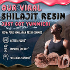 OH MY CHEWY Pure Himalayan Shilajit Gummies - High Potency Gold Grade Resin - Energy Boost and Immune Support for Men and Women with Ashwagandha and Shatavari - 60 Gummy - Strawberry & Banana