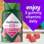 Vitafusion Power Plus Women’s Multivitamin Gummies,100% Daily Value or More of 10Nutrients,HelpsSupport Nerve,Energy Metabolism,Bone & Immune Health,Strawberry & Watermelon Flavor,90 Count (Pack of 2)