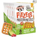 Lenny & Larry's FITZELS Protein Pretzels (Chilli Lime Time) 8 Individual Bags 3 oz Each – High Protein Snacks with 20g of Plant Based Protein – Healthy Vegan Pretzels – Delicious Salty Taste