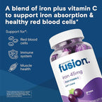 Bariatric Fusion Iron Supplement for Women Anemia | Chewable Iron with Vitamin C | Grape Flavored Soft Chew | Gentle on Stomach Ferrous Fumarate for Women and Men | Gluten Free | 60 Count