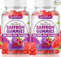 softbear Saffron Gummies for Kids & Adults, 10-in-1 Organic Saffron Supplements with 88.5mg Saffron Extract Support Calm Mind & Focus & Zzz, Sugar Free/Non-GMO, Raspberry Flavor 120 Count
