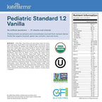 KATE FARMS Organic Plant Based Pediatric 1.2 Sole Source Vanilla Nutrition Shake, 12g of protein, 27 Vitamins and Minerals, Meal Replacement Drink for Kids, Non-GMO, 8.45 Fl oz (Pack of 12)