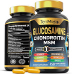 Glucosamine Chondroitin MSM Supplement - 12in1 Formula - Combine with Turmeric, Hyaluronic Acid, Boswellia, Omega-3, Bromelain, Ginger, and More - Joint Health Support - 150 Capsules