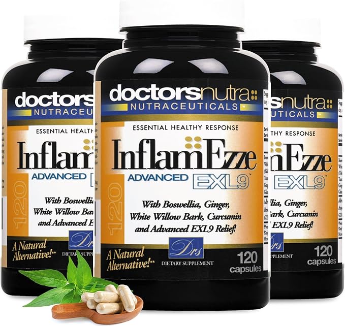 InflamEzze - Turmeric, Curcumin, Ginger Supplement - Gluten-Free (120 Count)