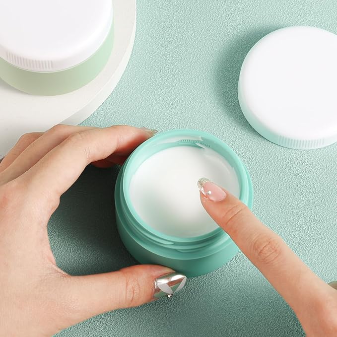kuangre Travel Containers for Toiletries, Silicone Cream Jars BPA-Free, Leak-proof 3oz Travel Size Containers, Portable Size Silicone Jars with Lid for Cosmetic Face Hand Body Cream (4 Pack)