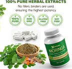 150 Veggie Moringa Premium Capsules –Moringa Leaf, Ginkgo Biloba Leaf, Turmeric Extract, Ashwagandha & Tulsi Holy Basil – 100% Natural Herbal Blend.