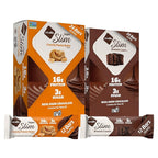 NuGo Slim 24ct Variety - Crunchy Peanut Butter 12 bars & Brownie Crunch 12 bars, 16g Protein, Keto Friendly, Gluten Free, 24 count