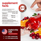 D-Mannose Supplements for Women – USA Made D-Mannose with Cranberry & Vitamin C – Cranberry Pills for Women for Urinary Tract & Bladder, Immune Support – 90 Vegan Capsules