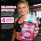Protein Gummies, Chewable Whey Protein Supplement with L-Glycine & L-Leucine, 10g Protein for Women & Men, Muscle, Hair, Skin & Nails, 120 Count