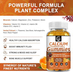 1200mg Calcium Gummies with Vitamin D3,K2,B12 & B6 - Plant Complex Calcium Magnesium Supplement with Glycinate,Potassium,Sea Moss,Ashwagandha Root for Bone & Teeth Strength, Muscle & Immune-2 Pack