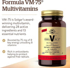 Solgar Formula VM-75, 90 Tablets - Multivitamin with Chelated Minerals - Vitamin A, B6, B12, C, D, E - Biotin, Magnesium, Calcium, Iron, Zinc - Vegan, Gluten Free, Dairy Free, Kosher - 90 Servings