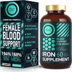 Vegan Iron Supplement for Women with Folic Acid - 35 mg Blood Builder Ferrous Sulfate, Folic Acid 400 mcg - Iron Pills for Women with Anemia & Pregnancy Support - 180 Gluten-Free Tablets - 3Pack