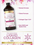 Carlyle Liquid Collagen for Women and Men | 16 fl oz | Type 1 & 3 with Biotin | Berry Flavor | Non-GMO & Gluten Free Supplement