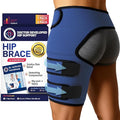 Dr. Arthritis Stabilizing Hip Brace for Men & Women, Thigh Compression Sleeve & Hip Support for Muscle Recovery, Hamstring Brace with Handbook, Sciatica Pain Relief Devices - Left Leg (L/XL, Navy)