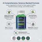 CogniTune Thyroid Support Gummies - Complete Formula for Women and Men with Iodine and Ashwagandha - Natural Energy and Metabolism Support for Hypothyroidism