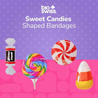 BioSwiss Bandages, Sweet Candies Shaped Self Adhesive Bandage Set, Latex Free, Sterile Wound Care, 50 Count
