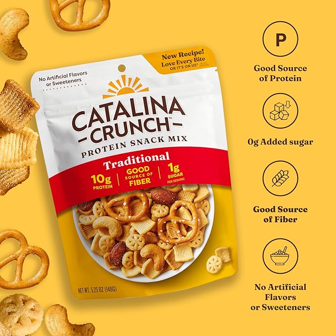 Catalina Crunch Protein Snack Mix with Cheese Crisps | 10g Protein, 1g Sugar per Serving | Good Source of Fiber, Keto, Gluten Free | Variety Pack 4 Flavors (Pack of 4) - Packaging May Vary