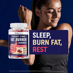 Night Time Fat Burner Gummies with Melatonin for Sleep & Weight Loss Support | Hunger Suppressant & Metabolism Booster, Shred Belly Fat While You Sleep | Diet Supplement for Women & Men | 60 Ct