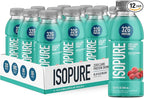 Isopure Zero Carb 32g Clear Protein Ready-to-Drink, Whey Protein Isolate, Blue Raspberry, 12 Pack (Packaging May Vary)