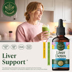 HERBAMAMA Liver Detox Liquid Drops - Vegan Liver Support with Milk Thistle, Dandelion Root, Chanca Piedra & Turmeric Tincture - Non-GMO, Alcohol & Sugar-Free Supplement - 84-Day Supply