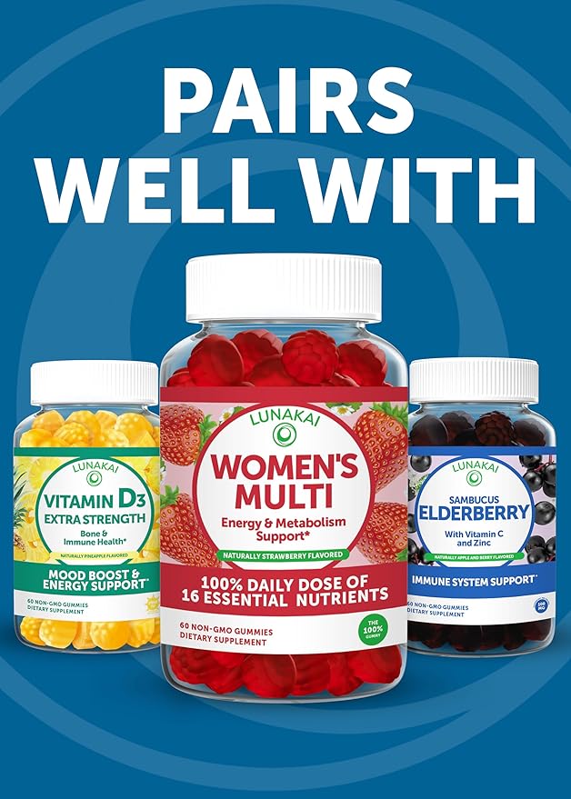 Lunakai USA Made Probiotic Gummies - 5 Billion CFUs, Vegan, Non-GMO, Gluten-Free - Digestive & Immune Support for Women & Men - 3 Pack