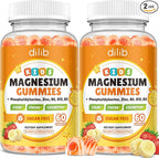 Magnesium Glycinate Gummies for Kids, Brain Supplement for Memory and Focus with Phosphatidylserine, L-Theanine, Zinc for Kids & Adults Sleep Cognition Calm, Strawberry & Banana Flavor 120ct