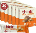 think! Protein Bars, High Protein Snacks, Gluten Free, Kosher Friendly, Creamy Peanut Butter, Nutrition Bars, 2.1 Oz per Bar, 30 Count (Packaging May Vary)