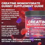 Creatine Monohydrate Gummies for Men & Women with L-Carnitine & Taurine, Sugar Free Chewable Creatine Pre-Workout Supplement for Muscle Strength, Muscle Builder, Energy Boost (Raspberry Flavor)