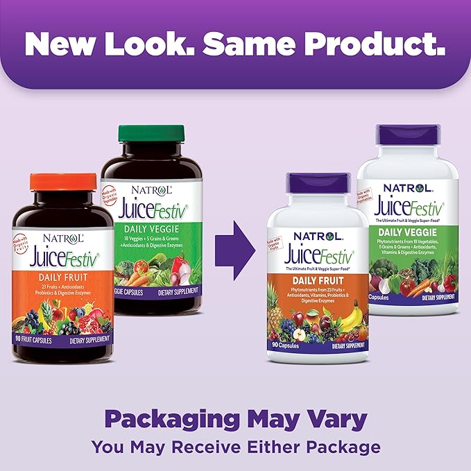 Natrol JuiceFestiv, Vitamins and Supplements for Nutrition & Well-Being, Antioxidants for Cellular Health, 90 Capsules (2-Count), Up to a 45 Day Supply
