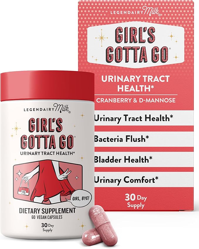 Legendairy Milk Girl’s Gotta Go™ - UTI Support Supplement - Urinary Tract Health for Women - UTI Relief for Women with Sugar-Free Cranberry and D-Mannose, 30 Servings