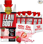Labrada Lean Body Ready-to-Drink Strawberry Protein Shake, 40g Protein, Whey Blend, 0 Sugar, Gluten Free, 22 Vitamins & Minerals, 17 Ounce (Recyclable Carton & Lid - Pack of 12) LABRADA