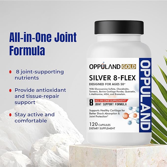 Silver 8 Flex - Joint Support Supplement for Men & Women - Glucosamine Chondroitin MSM Complex for Knee Hip and Movement Health - Nutritional Advanced Formula for Ages 50+ - 120 Capsules
