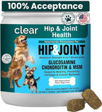 Glucosamine for Dogs Hip and Joint Supplement - Chondroitin, MSM, Green-Lipped Mussel - Clear Hip & Joint - Advanced Mobility Cartilage Support, Bone Health - Tasty Chews 60ct - Made in USA