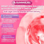 Myo-Inositol & D-Chiro Ideal 40:1, Inositol + Omega-3(3:1) Gummies, Hormone Balance for Women | Sugar Free Inositol Gummies w/Omega 3 DHA:EPA (3:1), Inositol Supplement for Cycle Health, Vegan, 60 Ct