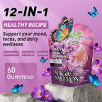 BUTTERFLY'S TEAR Magic Saffron Gummies | 12-in-1 Daily Health Support | Mixed Berry Flavor | Mood, Gut & Metabolism, Mind & Body, Energy Support | 60 Gummies Dietary Supplement