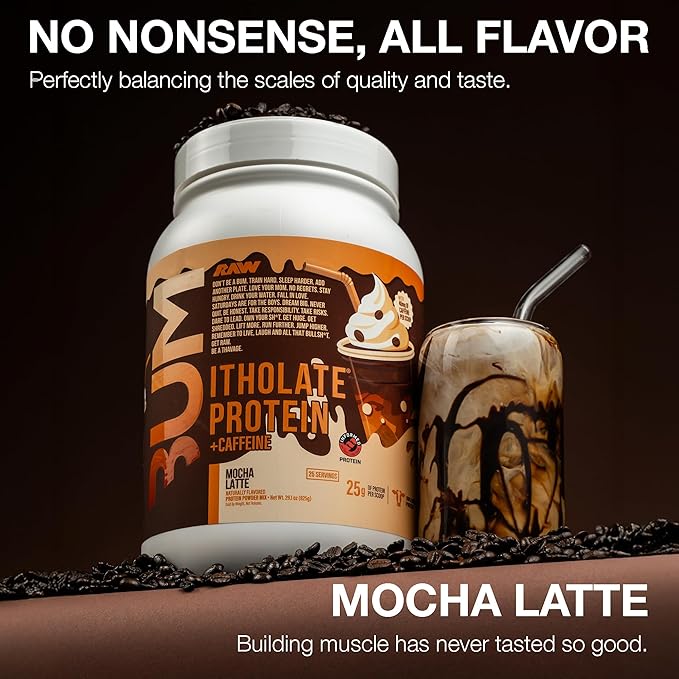 RAW Whey Isolate Protein Powder, Mocha Latte (CBUM Itholate Protein) - 100% Grass-Fed Sports Nutrition for Muscle Growth & Recovery - Low-Fat, Low Carb, Naturally Flavored - 25 Servings