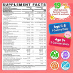 Kids Multivitamin Gummies + Iron, Omega 3, Probiotic, Fiber, Vitamins A C D3 E, K2, Methylfolate, Calcium, Choline, Kids Vitamins Multivitamin for Growth, Immune, Bone, Brain, Focus, No Sugar, 60 Cts