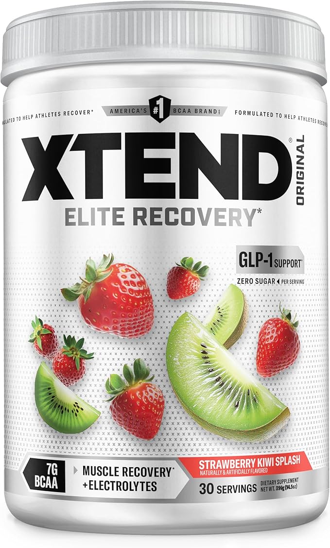 Xtend Original BCAA Powder, 7g BCAAs and 2.5g L-Glutamine for Muscle Recovery Hydration and Lean Muscle, Sugar Free Intra and Post Workout Drink with Electrolytes, Strawberry Kiwi Splash, 30 Servings