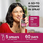 USDA Organic Vitamin B-Complex Liquid Spray 8-in-1 - B5 Pantothenic Acid | B12 Methylcobalamin | B1 Thiamine | B6 Pyridoxine | B7 Biotin | B9 Folic | B3 Niacinamide - Made in USA Supplement, 2fl oz