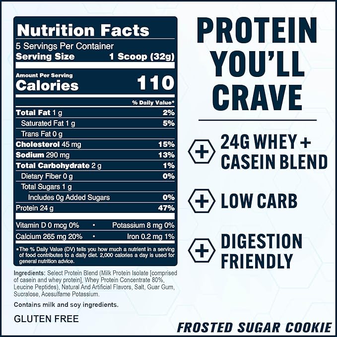 PEScience Select Protein Powder, Whey and Casein Blend, Lean Protein Powder for Women and Men, Low Calorie, Low Carb, Keto Friendly, Gluten Free, Frosted Sugar Cookie - 5 Servings