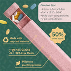 Pillar Plus - Aesthetic 7 XL Day Pill Organizer | BPA-Free Wheat Straw Medicine Case | Pretty Travel & Home Tablet Vitamin Organizer | Cute Weekly Pill Box | Travel Medicine Organizer (Soft Pink)