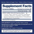 BodyHealth PerfectAmino (150 ct) Easy to Swallow Tablets, Essential Amino Acids Supplement with BCAAs, Vegan Protein for Pre/Post Workout & Muscle Recovery with Lysine, Tryptophan, Leucine, Methionine