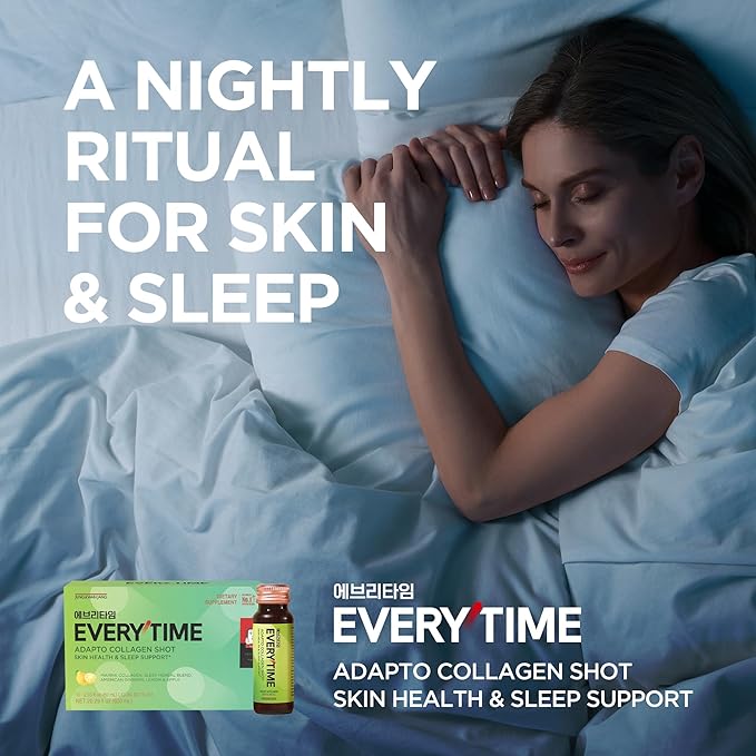 JUNG KWAN JANG Everytime Adapto Collagen Shot - Skin and Immune Support - Liquid Adaptogen Drink with Marine Collagen, Korean Red Ginseng & Vitamin C - No Gluten, No Caffeine (10 Bottles, 2.03 fl oz)